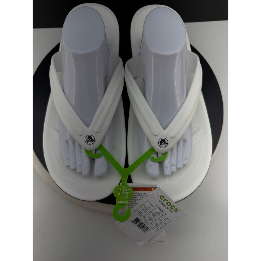 Crocs Crocband Flip-Flop Men's Size 13 White Toe-Post Casual Comfort Sandals NEW - Picture 3 of 9